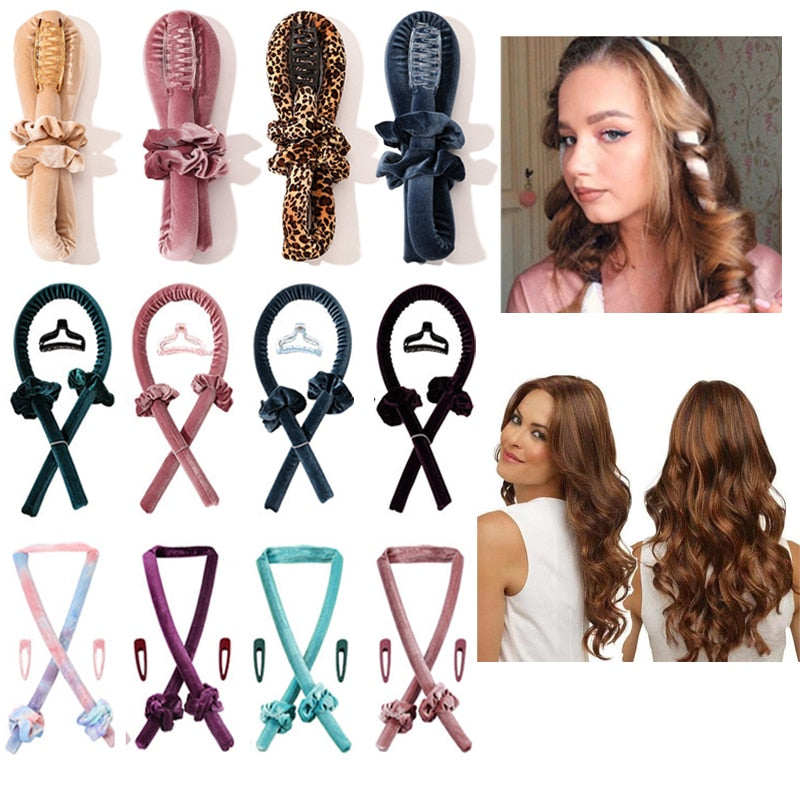 Velvet Heatless Curling Rods Hair Headbands Silk Hair Rollers Curlers Ribbon Wet and Wavy Bundles Flexi Hair Tools Wave Formers